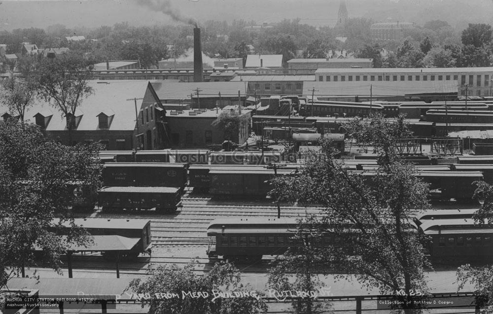 Postcard: Railroad Yard from Mead Building, Rutland, Vermont